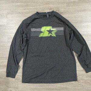 Vintage Starter Athletics Men's Gray Graphic Long Sleeve Shirt‎